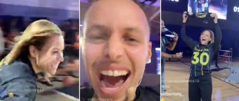 Quand la famille Curry fait un concours de shoots, c&rsquo;est la maman qui plante le tir du milieu de terrain!
