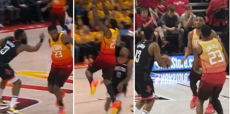 Royce O&rsquo;Neale dépose James Harden avec un dribble dans le dos et le bâche à 3-pts sur une autre séquence !